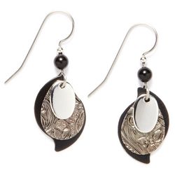 Silver Forest Three Layer Black Earrings