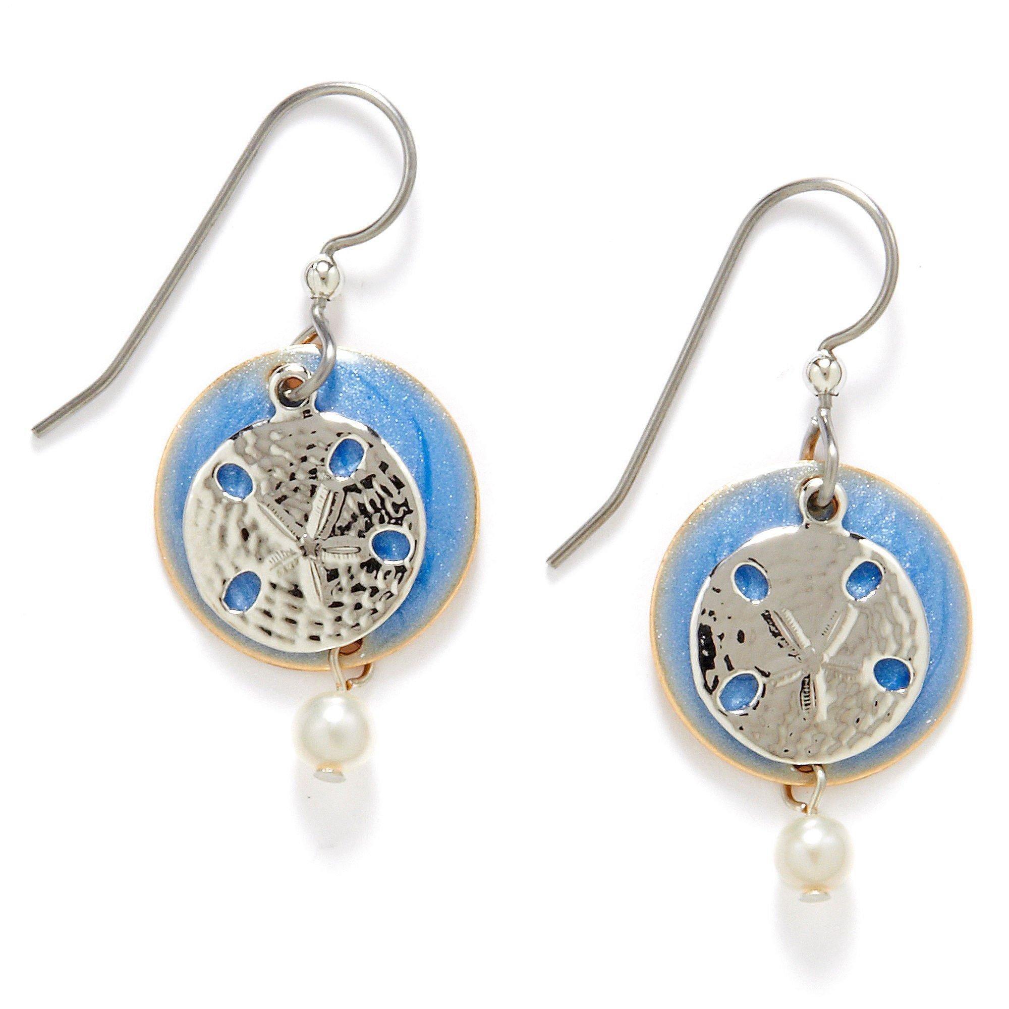 Silver Forest Sand Dollar Pearlescent Earrings