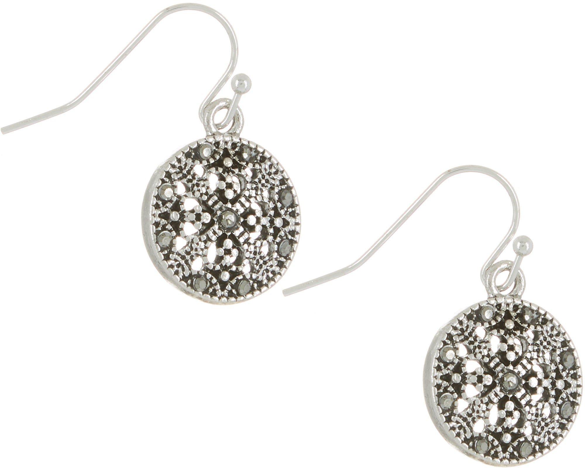 1 In. Pave Round Disc Dangle Earrings