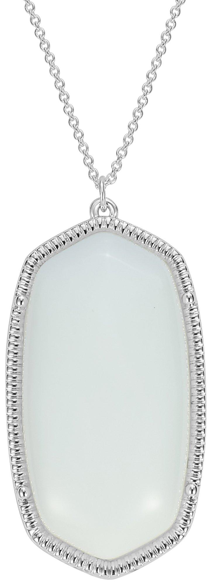 18 In. Cabochon Rectangle Pendant Necklace
