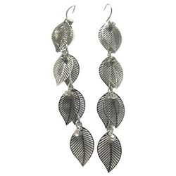 Bay Studio Linear Leaf Dangle Silver Tone Earrings