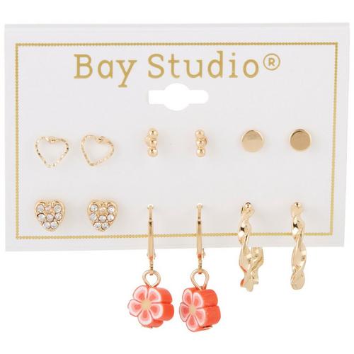 Bay Studio 6-pc Heart Studs and Flamingo Drop