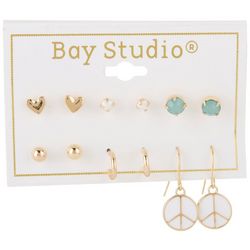 Bay Studio 6-pc Heart Studs and Peace Drop Earrings Set