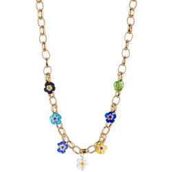 Bay Studio 18 In. Flower Charms Gold Tone Chain Necklace