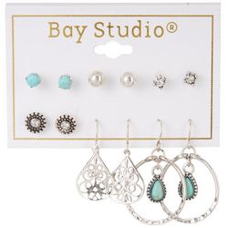 Bay Studio 6-Pr. Rhinestone Faux Turquoise Earring Set
