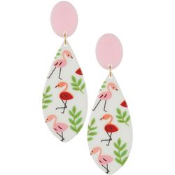 Bay Studio Double Drop Flamingos Gold Tone Dangle Earrings