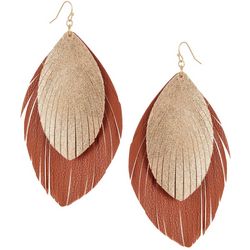 Bay Studio Faux Leather Feather Layered Drop Earrings