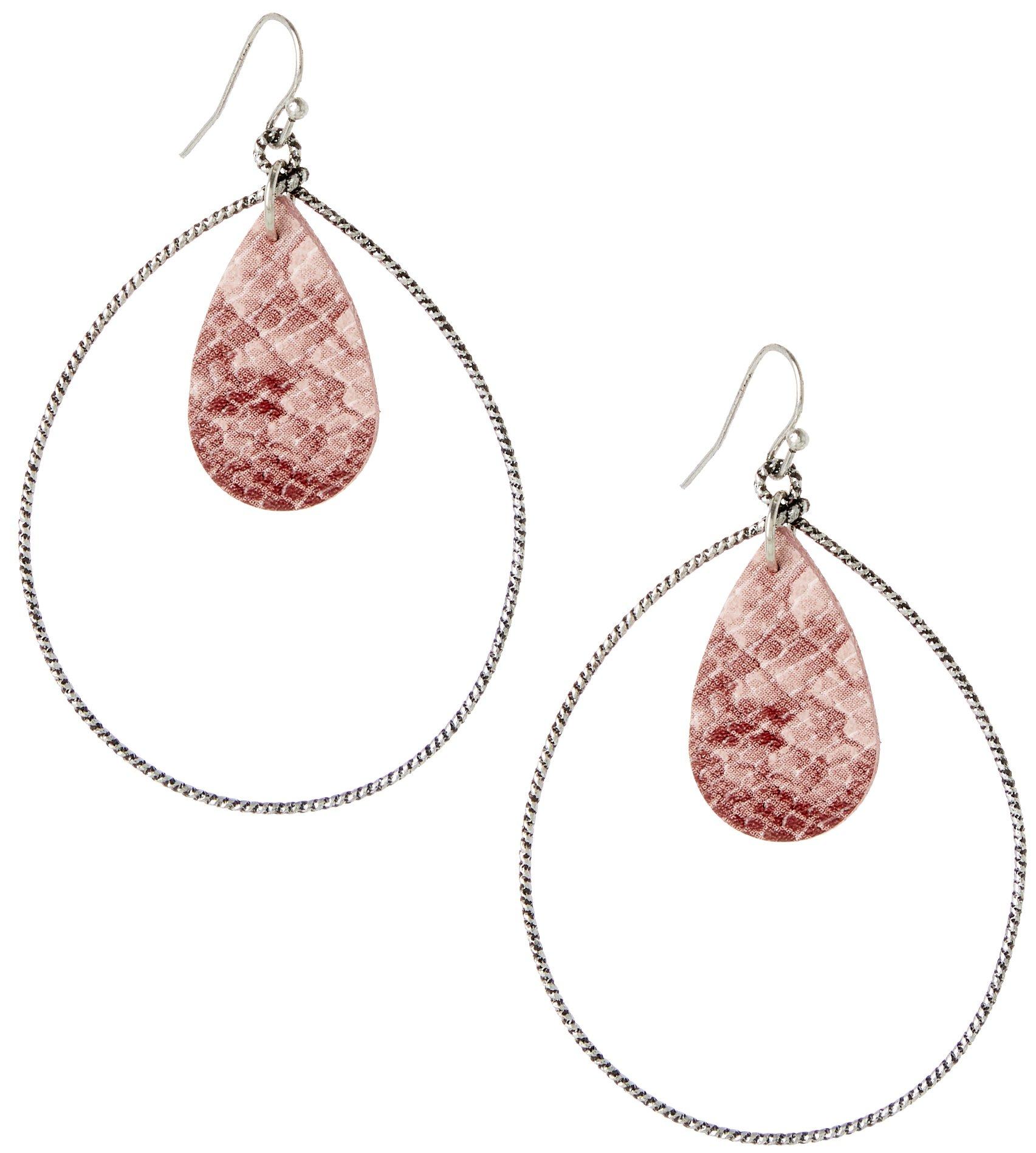 Circle Snakeskin Teardrop 2.5 In. Dangle Earrings