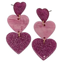 Bay Studio Triple Glitter Hearts Dangle Earrings