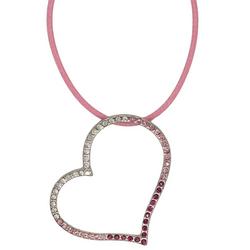 Pave Open Heart Charm Cord Necklace