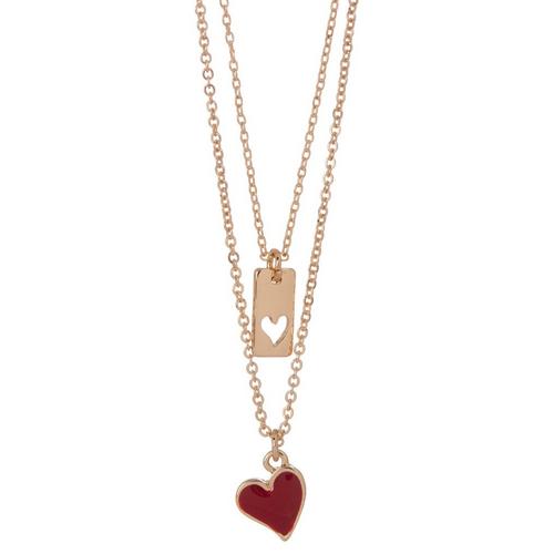 Bay Studio 2 Row Heart Charm Chain Necklace