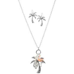 2-Pc. Palm Charm Necklace & Drop Earrings Set