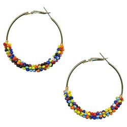 Bay Studio Multi-Color Seed Bead Hoop Earrings