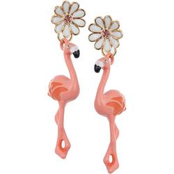 1.5 In. Daisy Flamingo Dangle Earrings