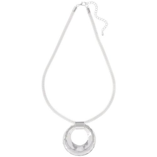 Bay Studio Mesh Chain Hammered Ring Pendant Necklace