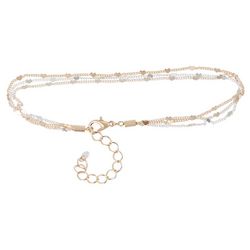 Bay Studio Two Tone 3-Row Micro Heart Anklet