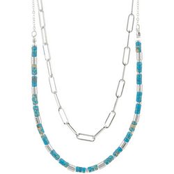 Bay Studio 2-Row Bead Paperclip Chain Necklace Set