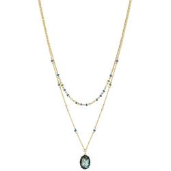 32 In. Beaded Rhinestone 2-Row Chain Necklace