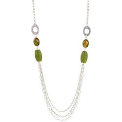 Bay Studio Abalone 3-Row 36 In. Chain Silver Tone Necklace