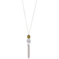 Bay Studio Oval Abalone 30 In. Chain Silver Tone Necklace
