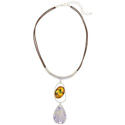 Bay Studio Abalone 18 In. Cord Double Pendant Necklace