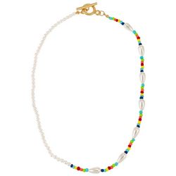 Bay Studio Faux Pearl Beaded Gold Tone Toggle Necklace