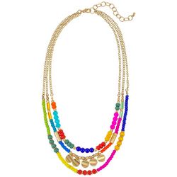 Bay Studio 3-Row Layered Beaded Gold Tone 18 In. Necklace