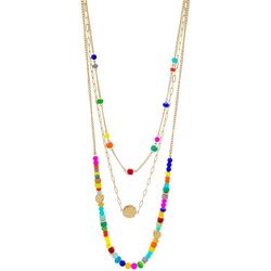 Bay Studio 3-Row Layered Beaded Gold Tone Chain Necklace