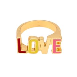 Bunulu Enamel Love Gold Tone Ring