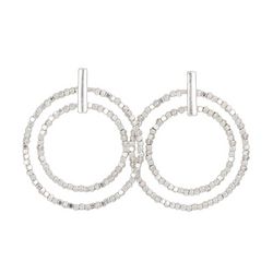Bunulu Beaded Orbital Circles Silver Tone Stud Earrings