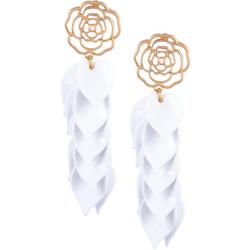 3 In. Rose & Shaky Petals Dangle Earrings