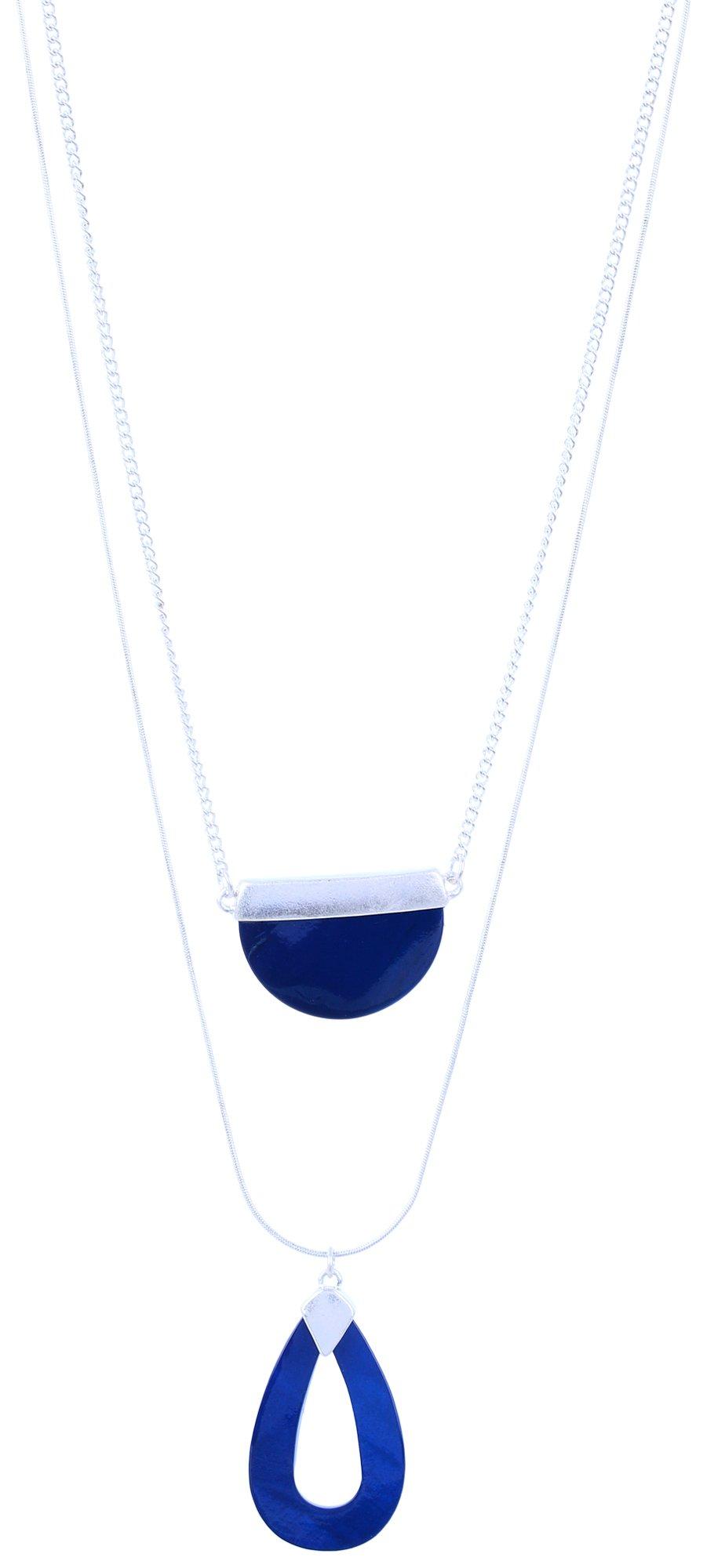 2-Row 18 In. Double Shell Pendant Necklace