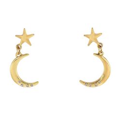 Bunulu 1.5 In. Sun & Moon Gold Tone Dangle Earrings