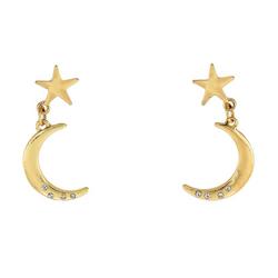 1.5 In. Sun & Moon Gold Tone Dangle Earrings