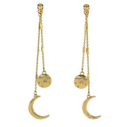 Bunulu Star & Moon Gold Tone Dangle Earrings