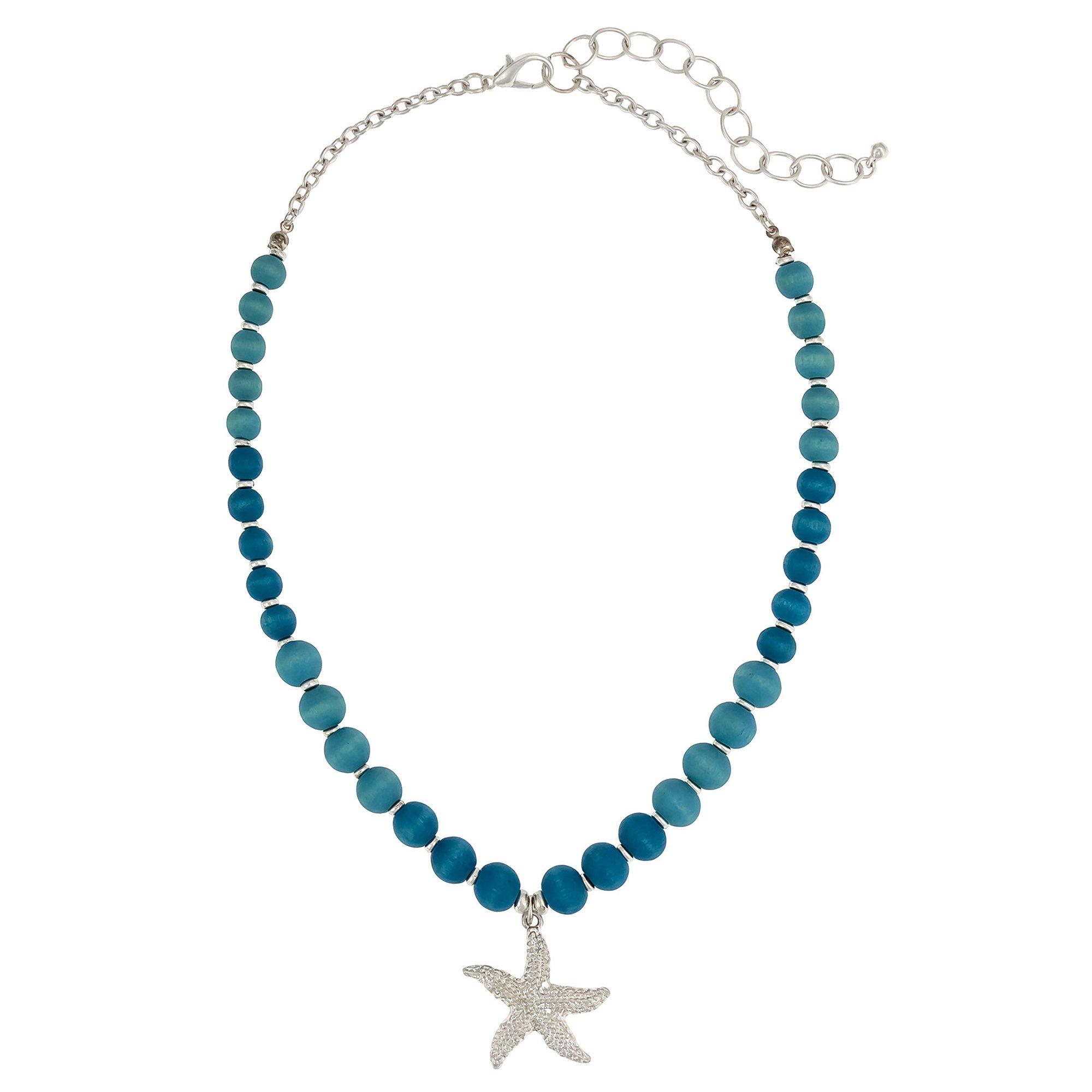 18 In. Beaded Chain Starfish Pendant Necklace
