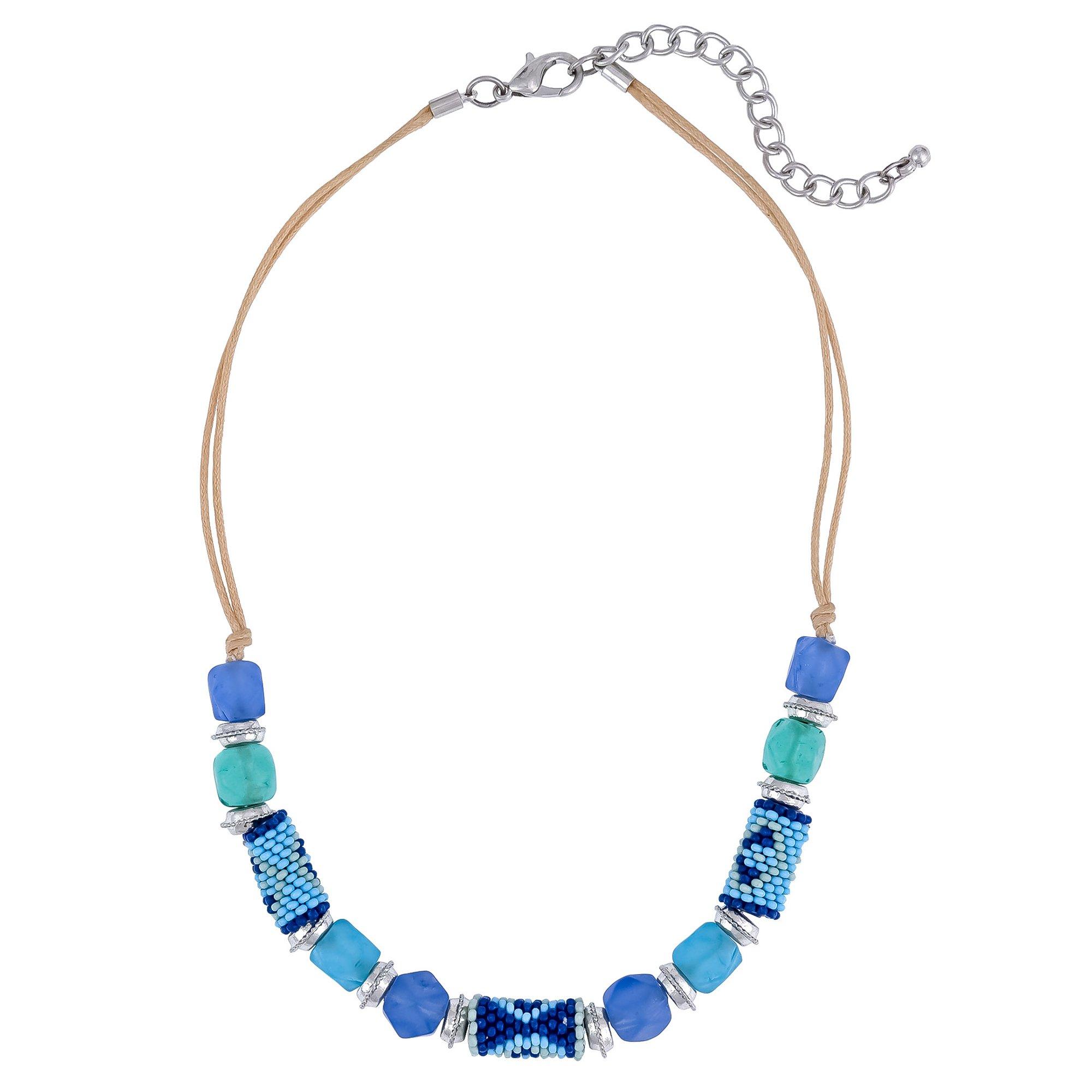 18 In. Multi Bead Front Cord Necklace