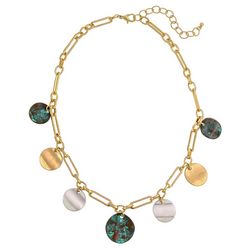 Bay Studio Patina Gold Silver Discs 18 In. Necklace
