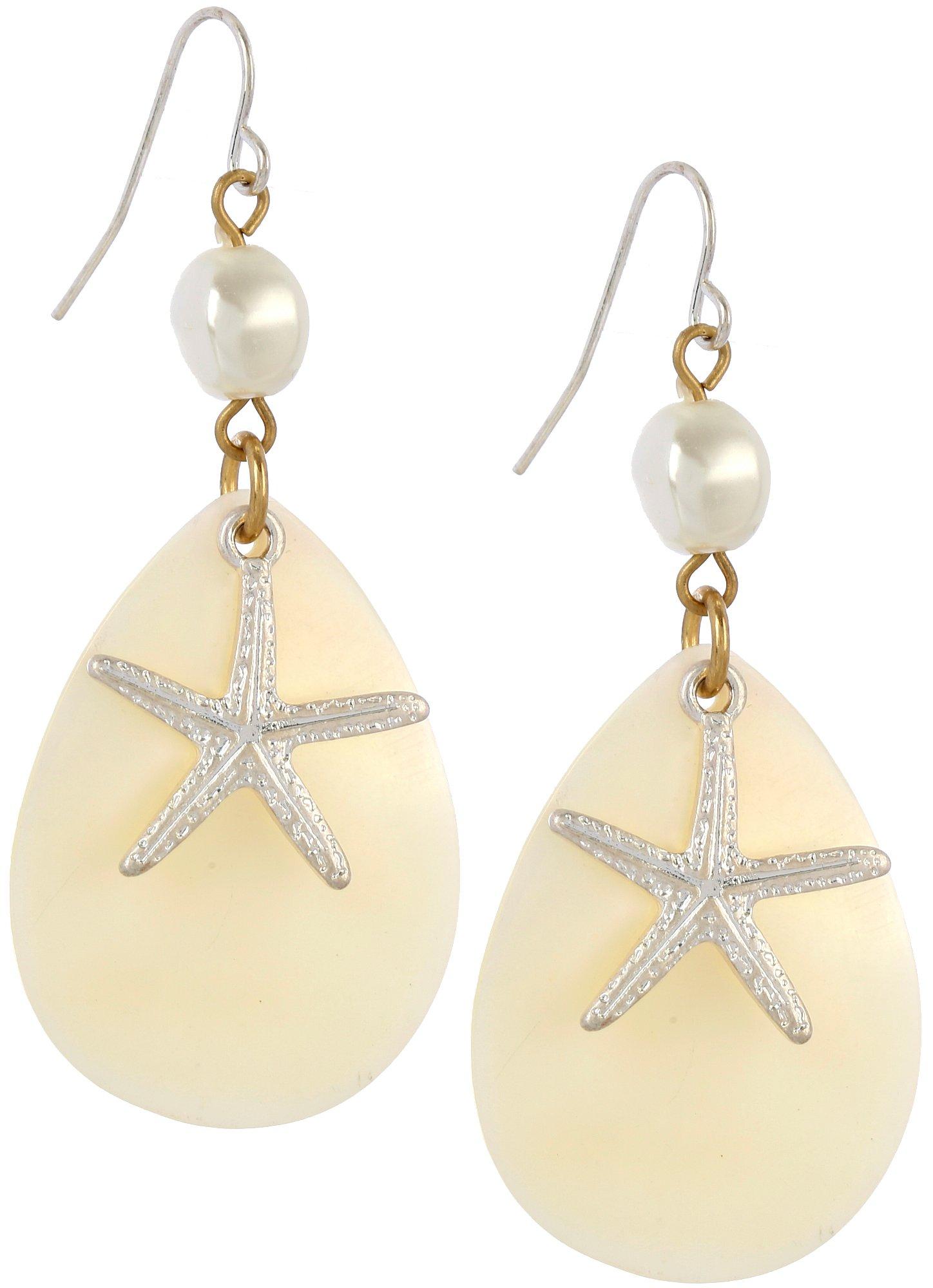 2.25 In. Starfish Teardrop Dangle Earrings