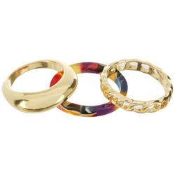 3-Pc. Dome Link Acrylic Gold Tone Ring Set