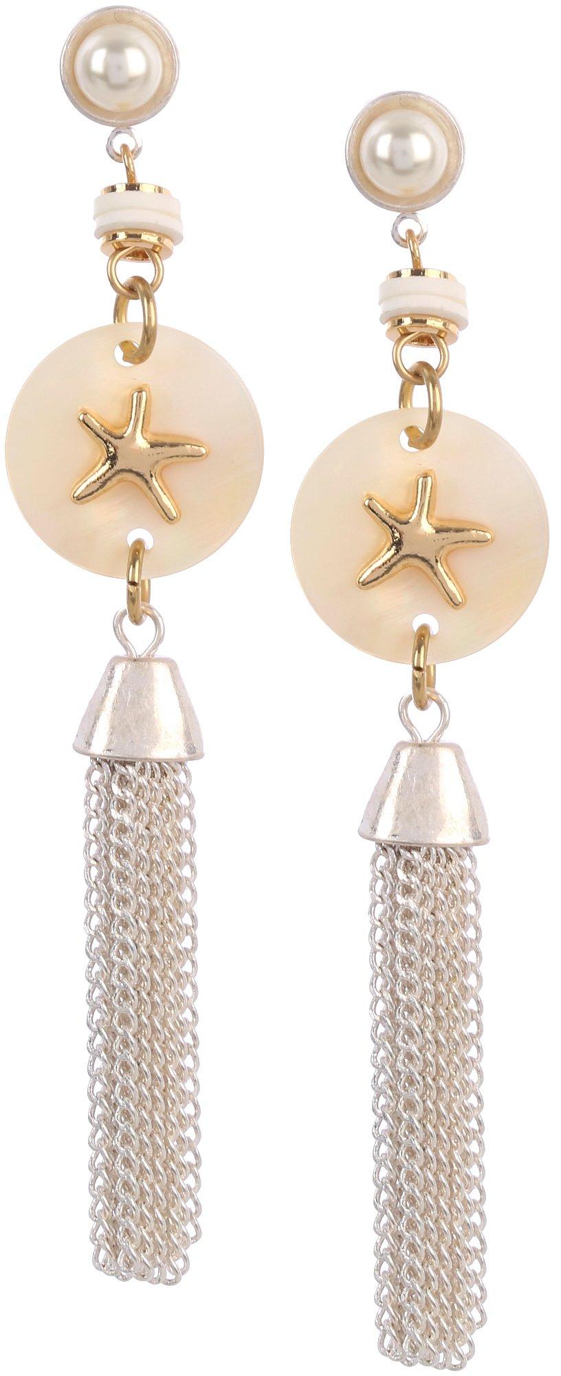 Bay Studio 3.5 In. Starfish Pearl Tassel Dangle Earrings