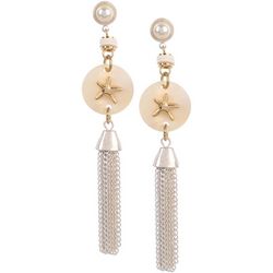Bay Studio 3.5 In. Starfish Pearl Tassel Dangle Earrings