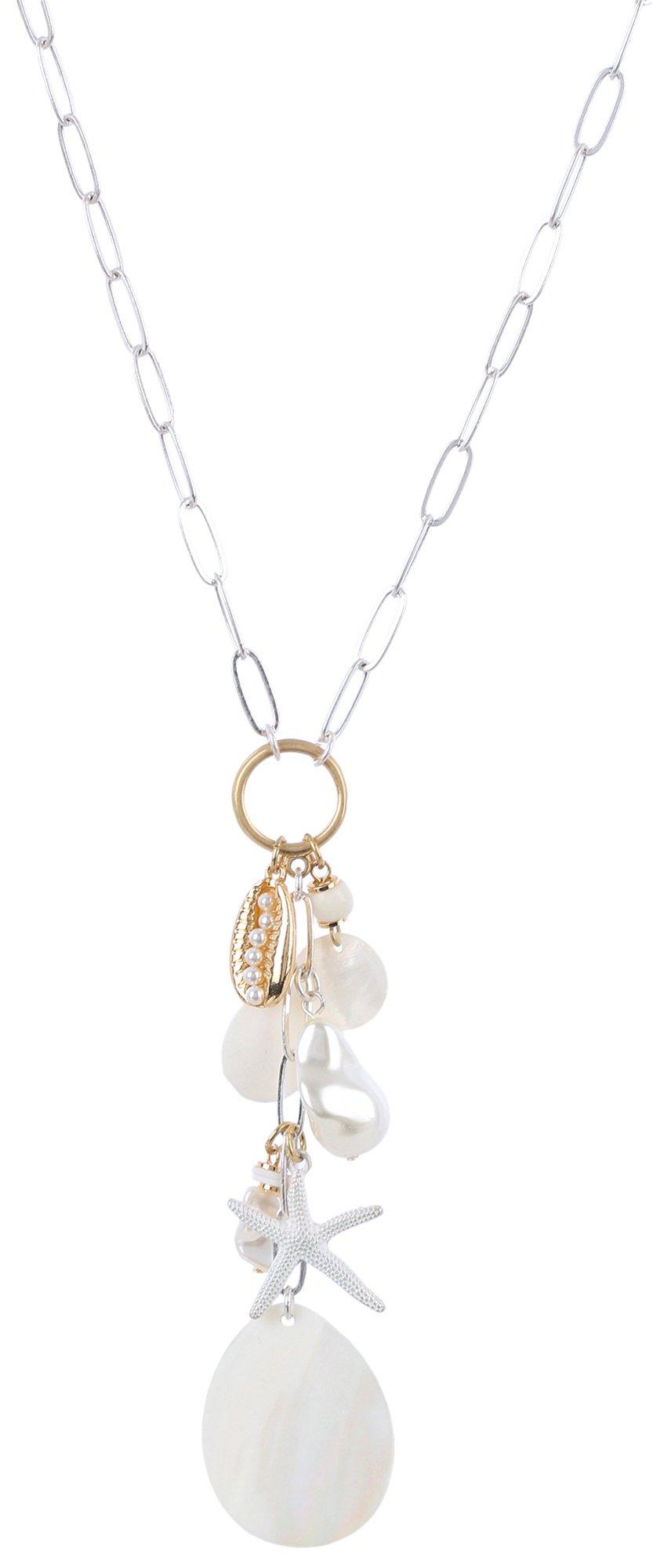 Bay Studio Starfish Shell Pearl Bead Chain Y-Necklace