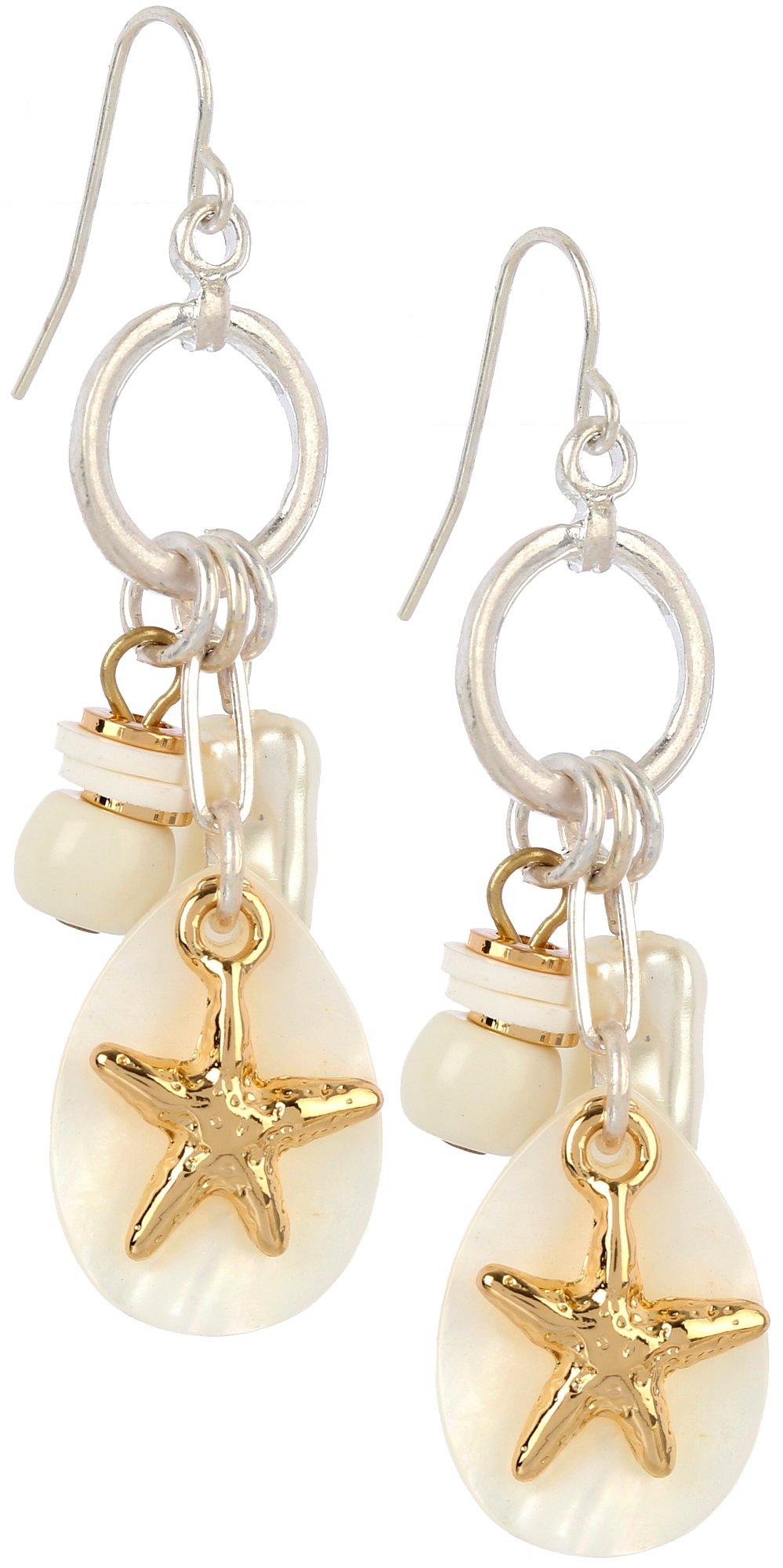 Bay Studio 2.25 In. Starfish Pearl Charms Dangle Earrings