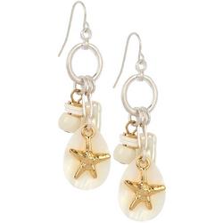 2.25 In. Starfish Pearl Charms Dangle Earrings