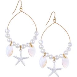 Bay Studio 3 In. Starfish Pearl Teardrop Dangle Earrings