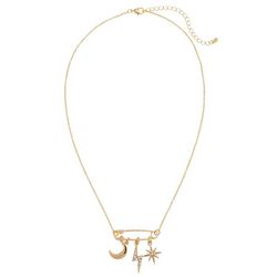 BUNULU 18 In. Celestial Charm Safety Pin Necklace