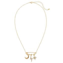 18 In. Celestial Charm Safety Pin Necklace