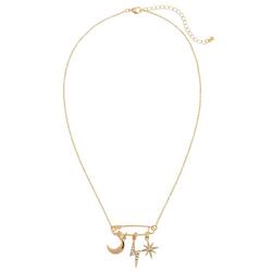 Safety Pin Pave Charms Necklace