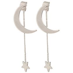 BUNULU 1.75 In. Front Moon & Back Chain Star Stud Earrings